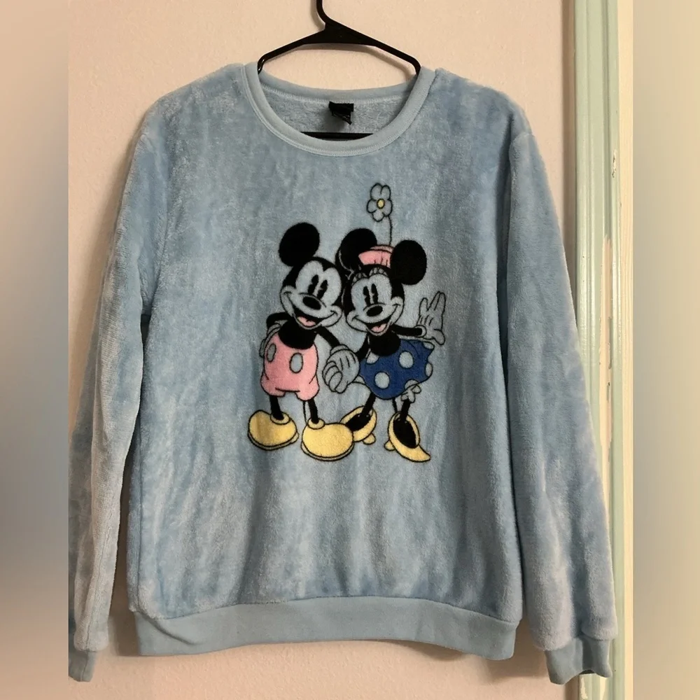 Disney Kids Blue Fleece Sweater with Mickey and Minnie